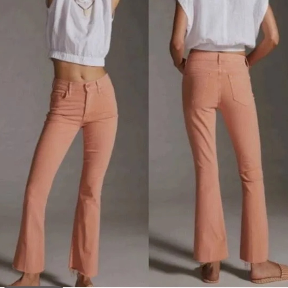 NWT MOTHER The Insider Ankle Fray in Chalk Terracotta